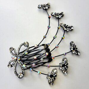 Crystal Studded Butterfly Hair Comb Wedding HairComb Bridal HairClip